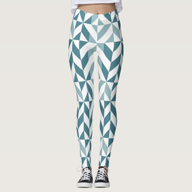 Legging ZigZag Geométrico com Duas Pontas Verde Teal (Frente)