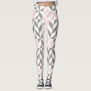 Legging ZigZag geométrico, rosa e prata