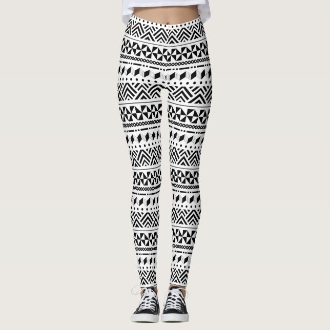 Legging Zigzag preto-e-branco ou Chios Zysta (Frente)
