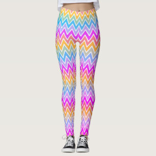 Legging Zigzag Rainbow Patterno Rosa, Azul Amarelo Laranja
