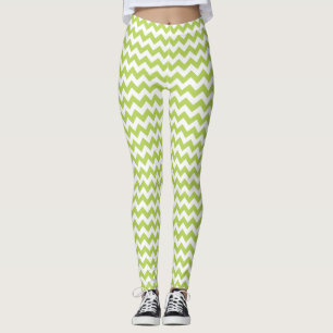 Legging Zigzag Verde, Chevron Verde, Padrão Geométrico