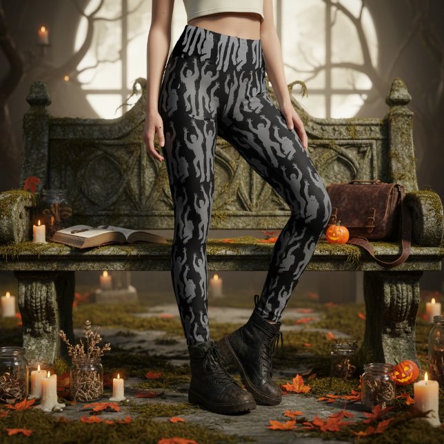 Legging Zombies Halloween Cinza no Preto ID1297 (Criador carregado)