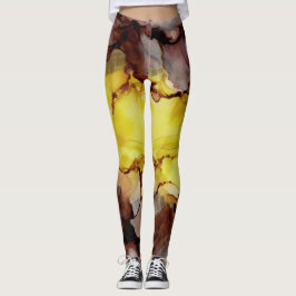 Leggings Abstrato amarelas e castanhas