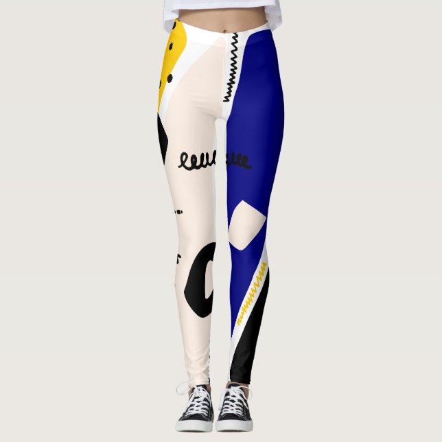 Leggings Abstrato azuis e amarelas (Frente)
