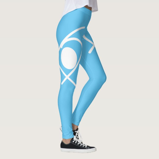 Leggings Abstrato de Arte Azul E Branca De Minimal (Direita)