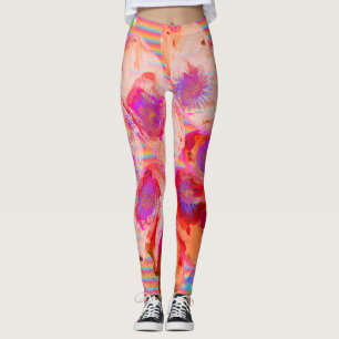 Leggings Abstrato de Designer em Cores Laranja