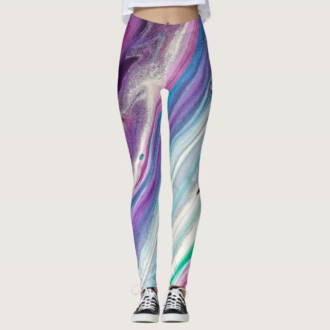 leggings abstrato de framboesa azul (Frente)