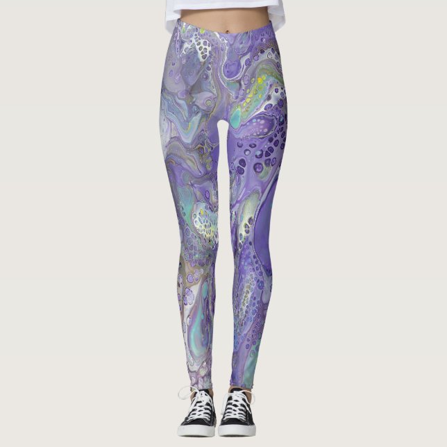 Leggings Abstrato de lavanda e Pastel - "Naomi" (Frente)