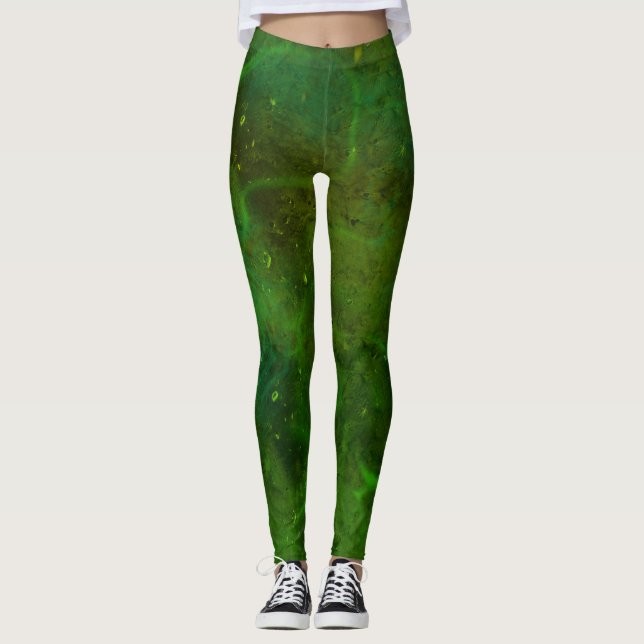 Leggings Abstrato "Galaxia Verde" (Frente)
