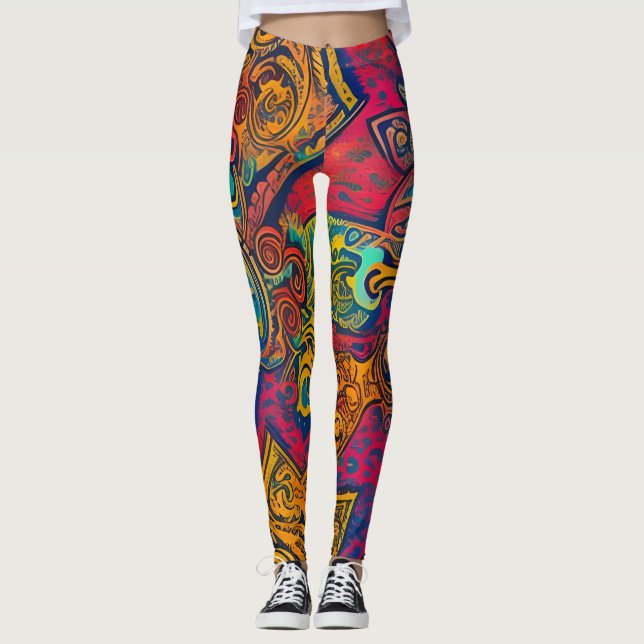 Leggings abstrato tradicionais bonitas (Frente)