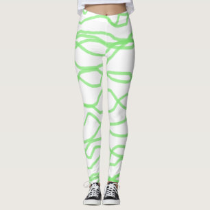 Leggings Abstratos brancas e Verdes limões