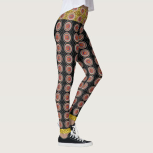Leggings Abstratos coloridas de tendências Dourada