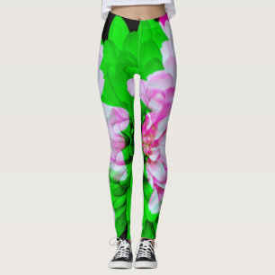 Leggings abstratos de arte floral com exposição tr
