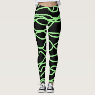 Leggings Abstratos pretas e Verdes limões pretas