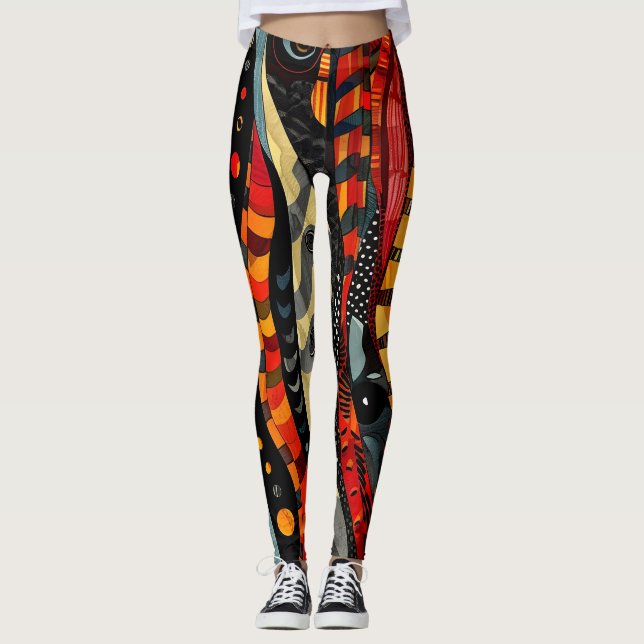 Leggings africanas de padrões tribais (Frente)