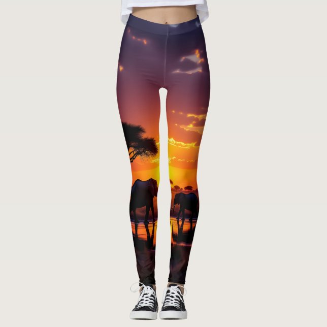Leggings Africanas Pôr-do-Sol Majestade (Frente)