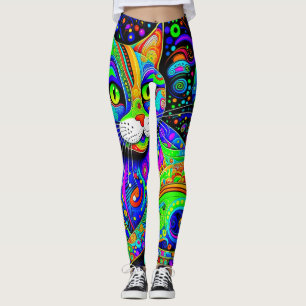 Leggings All-Over-Impressão da Artsy Haight-Ashbur