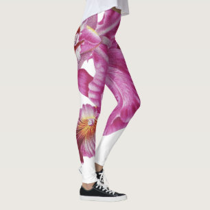 Leggings All-Over-Impressão da Flor Branca e Rosa