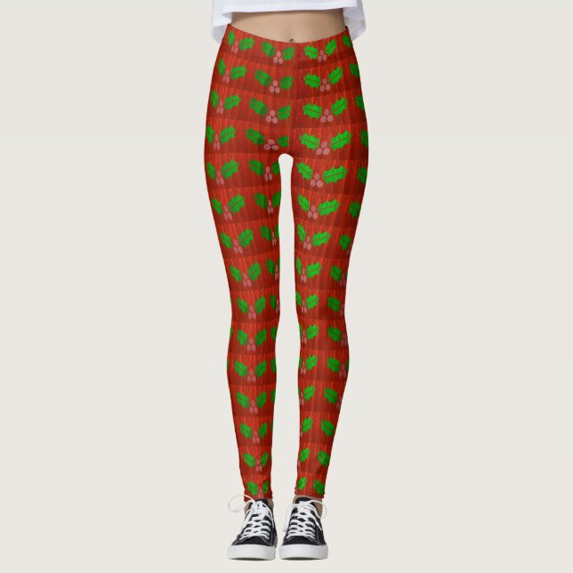 Leggings All-Over-Impressão da Holly Berries de Na (Frente)