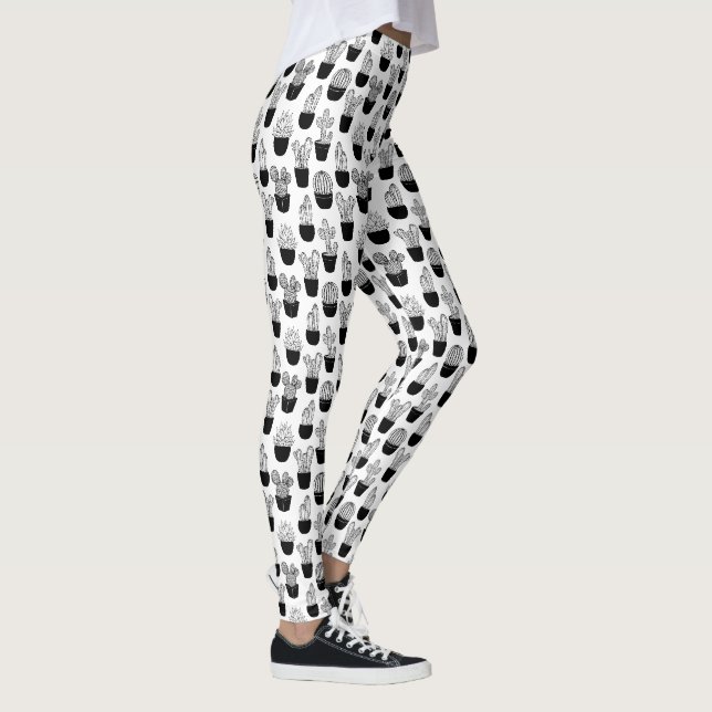 Leggings All-Over-Impressão de Arte de Linha Negra (Direita)