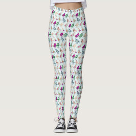 Leggings All-Over-Impressão de Aves Coloridas