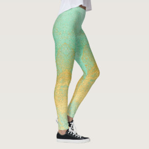 Leggings All-Over-Impressão de ouro pastel macio