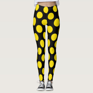 Leggings Amarelas com Bolinhas Pretas