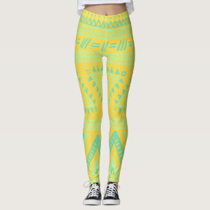 Leggings Amarelas com Padrão Tribal Aqua