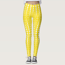 Leggings Amarelas e Brancas com Bolinhas