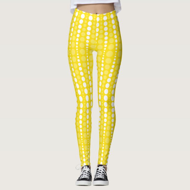 Leggings Amarelas e Brancas com Bolinhas (Frente)