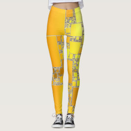 Leggings amarelas e laranja quadradas