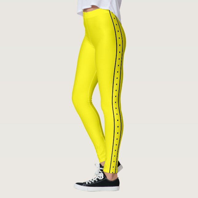 Leggings Amarelo Limão com Faixa Lateral Preta (Esquerda)