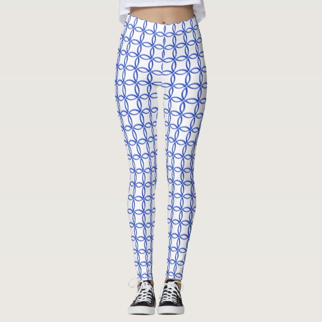 Leggings - Anéis de bloqueio azuis (Frente)