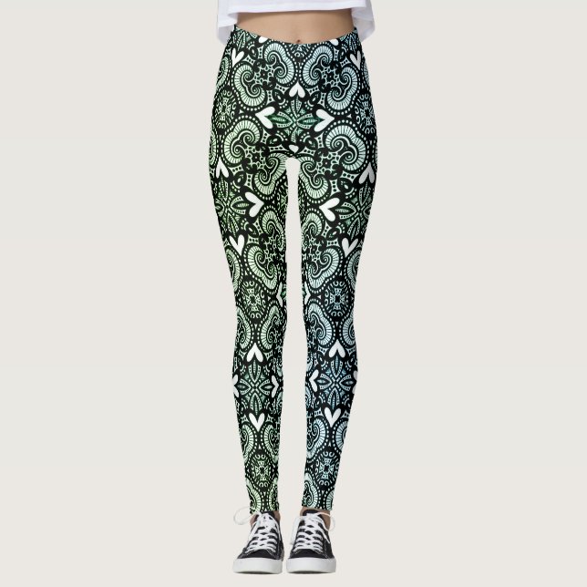 Leggings Arco-íris de Renda e Corações (Frente)