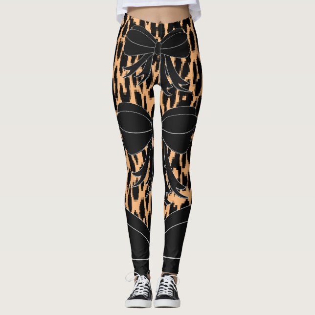 Leggings arco-íris preto Leopardo (Frente)