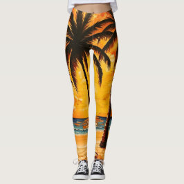 Leggings Ativas Paraíso Tropical Amarelo Marrom