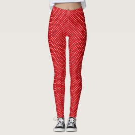 Leggings Ativos Vermelhos e Brancos com Bolinhas