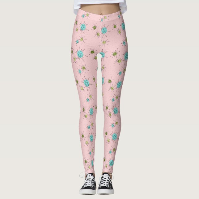 Leggings Atômicas Icônicas Cor-de-rosa (Frente)