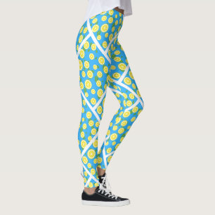 Leggings Azuis de Verão com Fatia de Limão Fresco