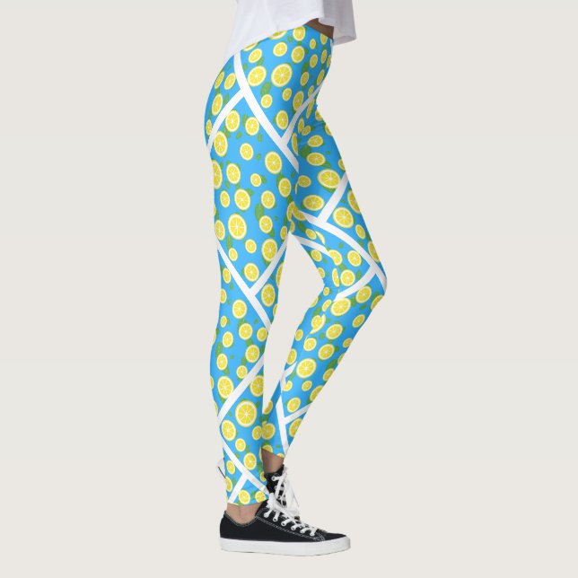Leggings Azuis de Verão com Fatia de Limão Fresco (Direita)
