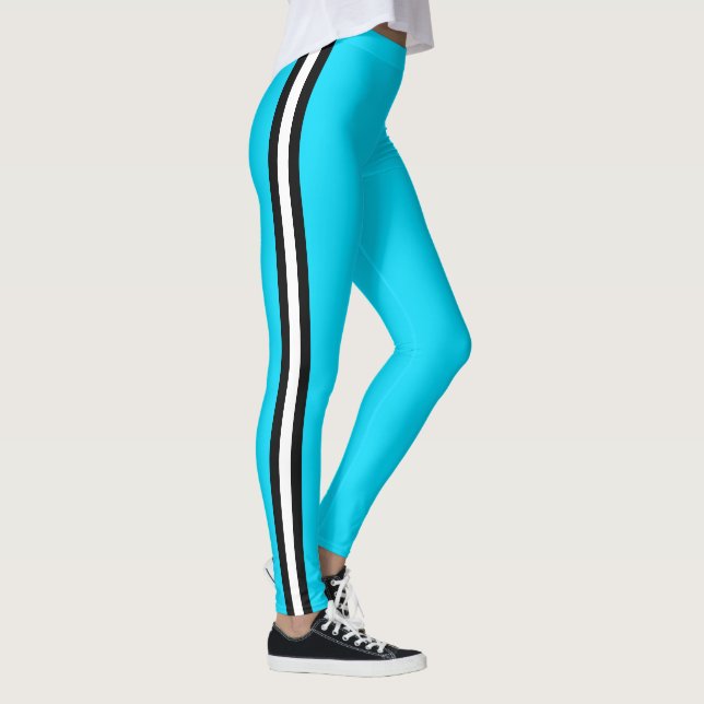 Leggings azuis do céu preto e branco (Direita)