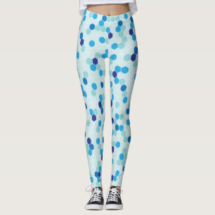 Leggings azuis do padrão hexágono