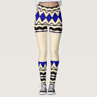 Leggings Azuis e Creme Inspiradas em Tribais