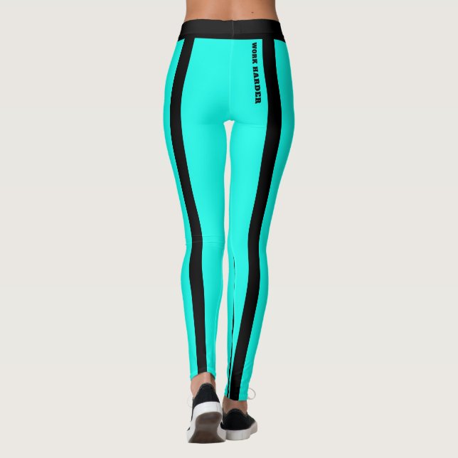 Leggings Azuis e Pretas Fluorescentes Personalizad (Verso)