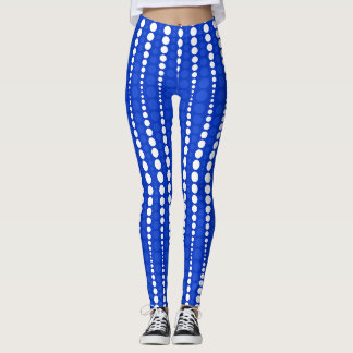Leggings Azul Cobalto e Branco com Bolinhas
