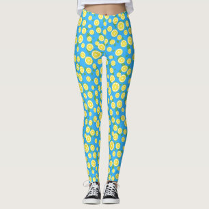 Leggings Azul de Fatia de Limão Fresco de Verão