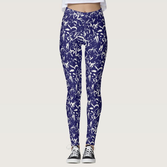 Leggings Azul Marinho Abstratas (Frente)