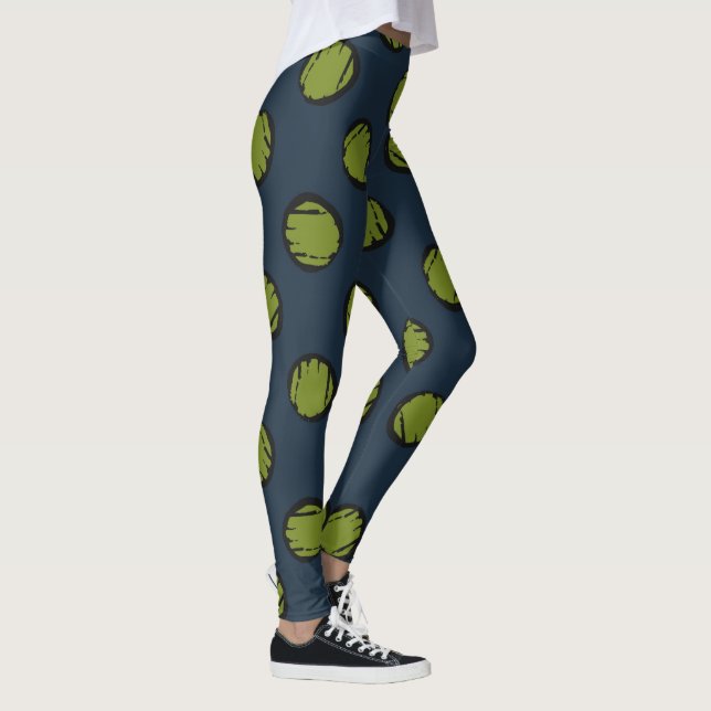 Leggings Azul Marinho com Pontos Verde Musgo (Direita)
