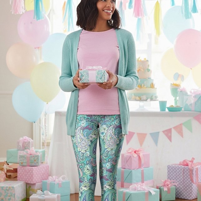 Leggings azul vintage paisley (Criador carregado)