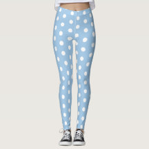 Leggings azuladas abstratas com bolinhas brancas